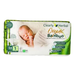Підгузки Clearly Herbal Bamboo, розмір 1 (2-5 кг), 34 шт.