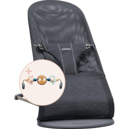 BabyBjorn - Крісло-шезлонг Bouncer Bliss Mesh, Антрацит (антрацит) + Іграшка Googly Eyes Pastels, арт. 7317686060130