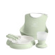Babybjorn - Столовий набір Powder Green (кружка + м'який нагрудник + тарілка + ложка та виделка), арт. 7317680700612