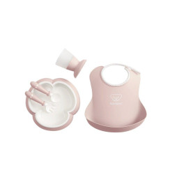 Babybjorn - Столовий набір Powder Pink (кухоль + м'який нагрудник + тарілка + ложка та вилка), арт. 7317680700643