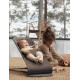 BabyBjorn - Крісло-шезлонг Bouncer Bliss Cotton, Antracyt/Landscape Print + Іграшка Googly Eyes Black and White, арт. 7317686060277 