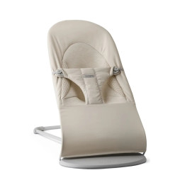BabyBjorn - Крісло-шезлонг Bouncer Balance Soft Woven/Jersey Tri-Fabric, Light Beige (світло-сіра рама), арт. 7317680051301