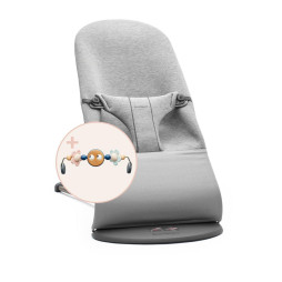 BabyBjorn - Крісло-шезлонг Bouncer Bliss 3D Jersey, Light Grey (світло-сірий) + Іграшка Googly Eyes Pastels, арт. 7317686060734