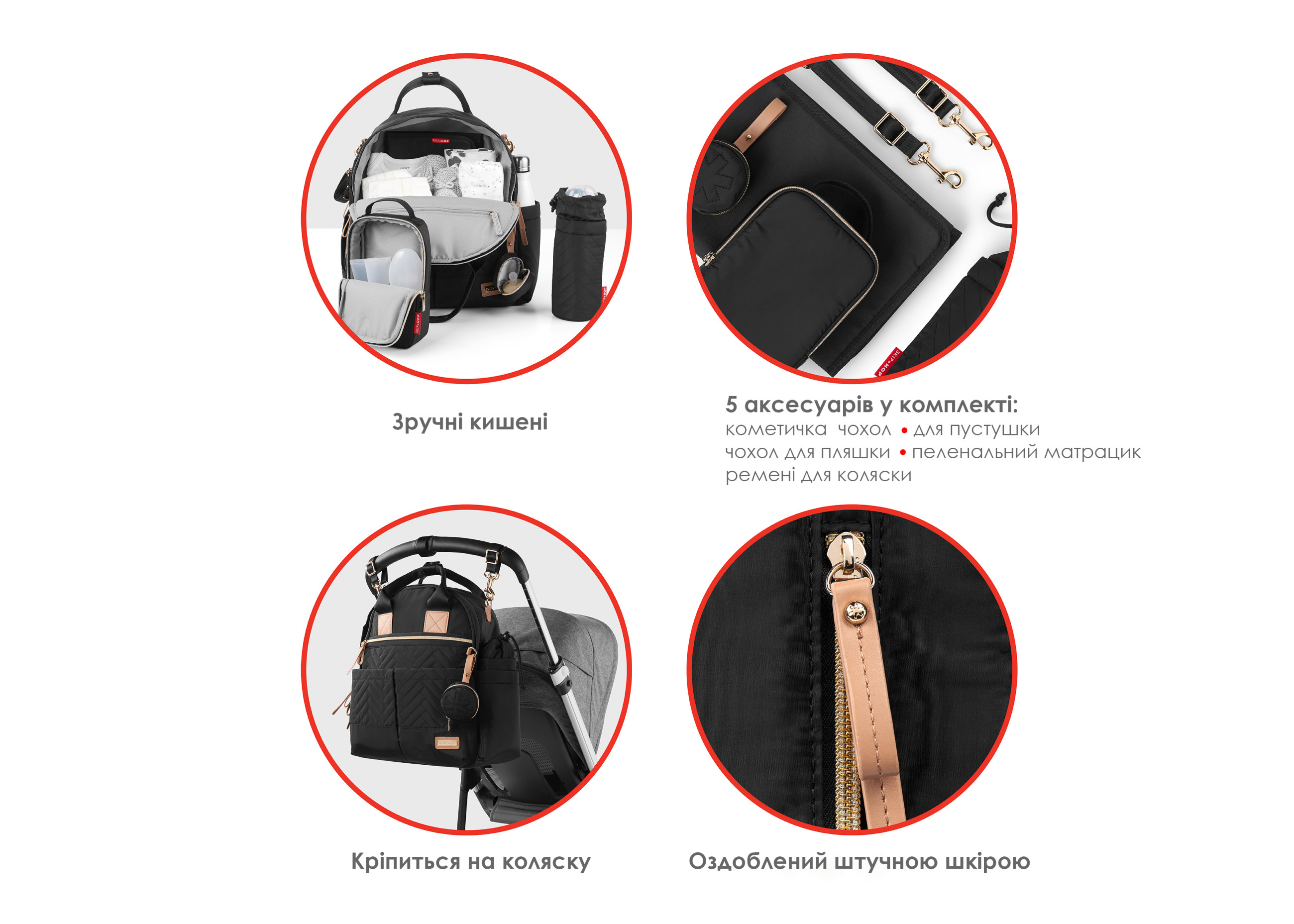 Рюкзак для мами Skip Hop 6 в 1 - Black | KIDSLINE-42 - зображення